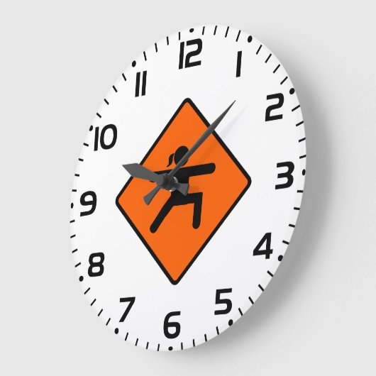 ヨガ交差点サイン戦士ポーズスティックフィギュア ラージ壁時計 (傾斜)