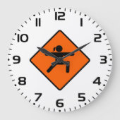 ヨガ交差点サイン戦士ポーズスティックフィギュア ラージ壁時計 (正面)