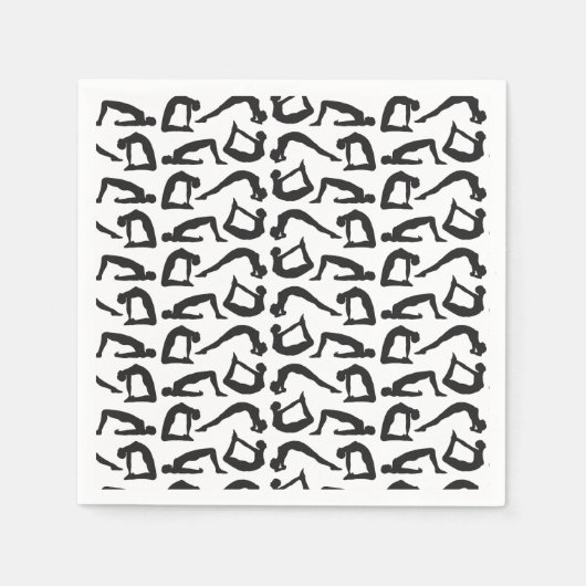 ヨガ位置シルエット スタンダードカクテルナプキン (正面)
