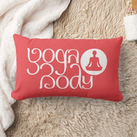 ヨガ体とヨガポーズグラフィックプリント ランバークッション (ブランケット)