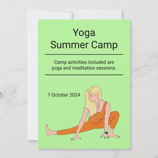 ヨガ健康カスタムクラスキャンプリトリート 招待状 (正面)