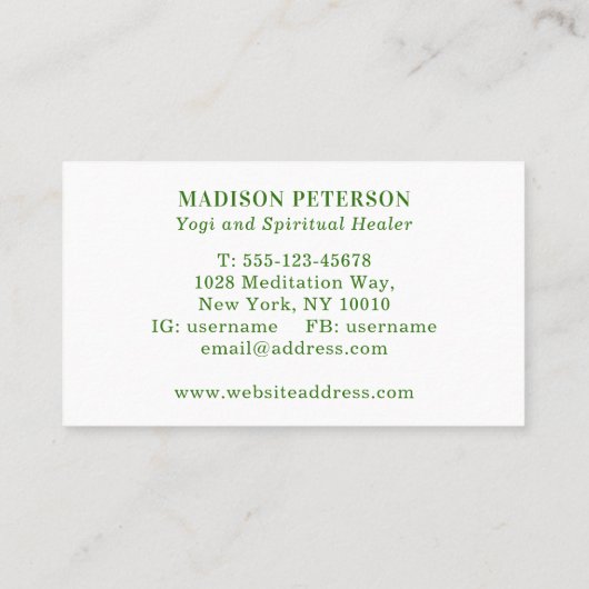 ヨガ先生インストラクタースピリチュアルコーチフローラ 名刺 (裏面)