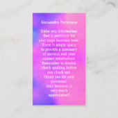 ヨガ先生ピンクパープルツリーポーズ 名刺 (裏面)