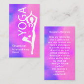 ヨガ先生ピンクパープルツリーポーズ 名刺 (正面/裏面)