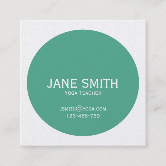 ヨガ先生ブルーヨガインストラクター モダン スクエア名刺 (正面)