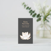 ヨガ先生ホワイトロータスブラックビジネスカード 名刺 (スタンド正面)