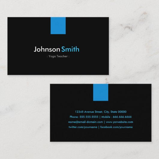 ヨガ先生モダンアクアブルー 名刺 (正面/裏面)