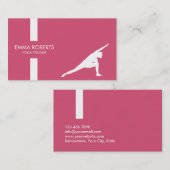 ヨガ先生モダンストライプ平桃色ガーリー 名刺 (正面/裏面)