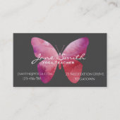 ヨガ先生ヨガインストラクターピンク蝶 名刺 (正面)