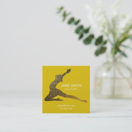 ヨガ先生ヨガインストラクター スタイリッシュ スクエア名刺 (スタンド正面)