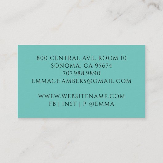 ヨガ先生ロータスポーズマンダラターコイズ 名刺 (裏面)