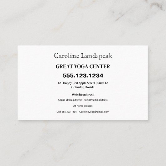 ヨガ先生印象派色彩の鮮やかスカイブルー 名刺 (裏面)