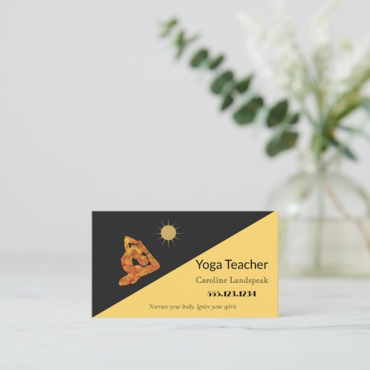 ヨガ先生印象派色彩の鮮やか黄数々の色 名刺 (スタンド正面)