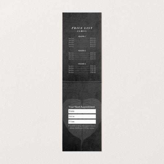 ヨガ先生瞑想ポーズ菩提葉価格表 名刺 (内部フラット)