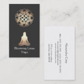 ヨガ先生瞑想ポーズ金ゴールドロータス 名刺 (正面/裏面)