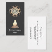 ヨガ先生瞑想ポーズ金ゴールドロータス 名刺 (正面/裏面)