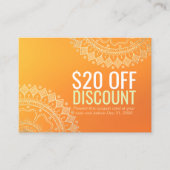 ヨガ先生金ゴールドマンダラディスカウントクーポンロイヤリティ 割引カード (正面)