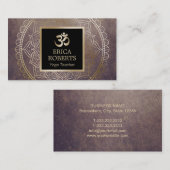 ヨガ先生金ゴールドOmシンボルヴィンテージ曼荼羅 名刺 (正面/裏面)