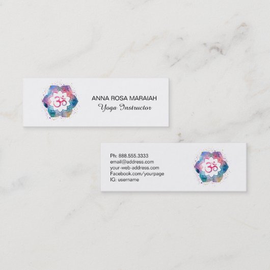 *~*ヨガ先生霊気マッサージマインドフルOm スキニー名刺 (正面/裏面)