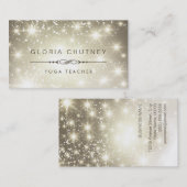 ヨガ先生-きらめく《写真》ぼけ味グリッター 名刺 (正面/裏面)
