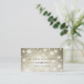 ヨガ先生-きらめく《写真》ぼけ味グリッター 名刺 (スタンド正面)