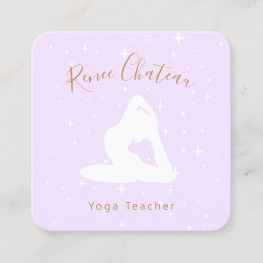 ヨガ先生、1本足キングピジョンポーズスクエアB スクエア名刺 (正面)