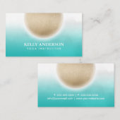 ヨガ及び調停の金ゴールドの円の緑の水彩画 名刺 (正面/裏面)