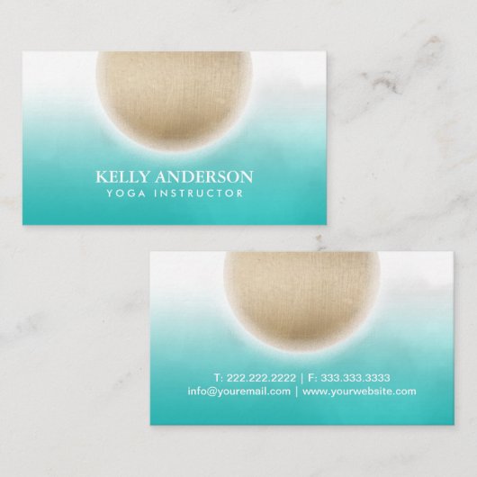 ヨガ及び調停の金ゴールドの円の緑の水彩画 名刺 (正面/裏面)