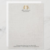 ヨガ及び黙想のエレガントな金ゴールドのはすのどの麻布 レターヘッド (正面/裏面)