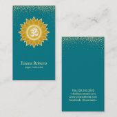 ヨガ及び黙想の先生のはすティール(緑がかった色)の金ゴールドのグリッター 名刺 (正面/裏面)