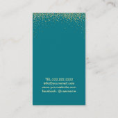 ヨガ及び黙想の先生のはすティール(緑がかった色)の金ゴールドのグリッター 名刺 (裏面)