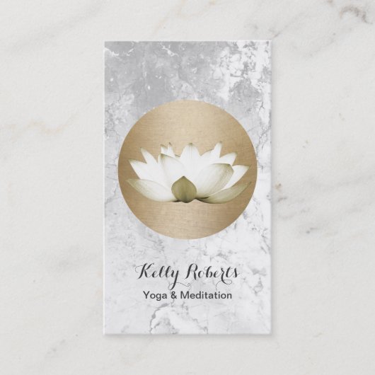 ヨガ及び黙想の先生の金ゴールドの円及びはす 名刺 (正面)