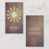 ヨガ及び黙想の金ゴールドのはす曼荼羅のヴィンテージ 名刺 (正面/裏面)
