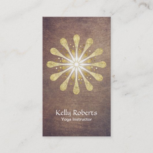 ヨガ及び黙想の金ゴールドのはす曼荼羅のヴィンテージ 名刺 (正面)