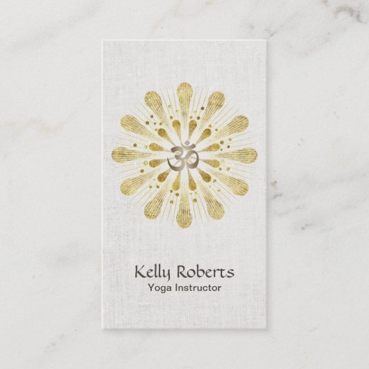 ヨガ及び黙想の金ゴールドOmははす曼荼羅に署名します 名刺 (正面)