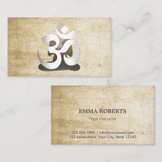ヨガ及び黙想銀製Omの記号のヴィンテージ 名刺 (正面/裏面)