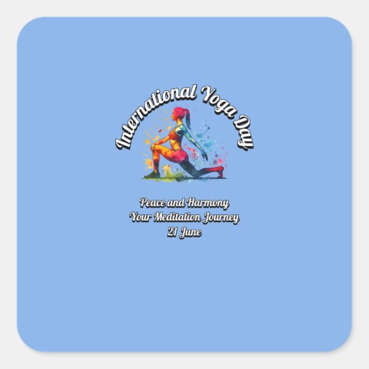 ヨガ国際的の日。6月21日 スクエアシール (正面)