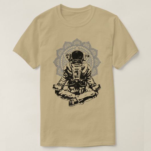 ヨガ宇宙飛行士マンダラ禅瞑想蓮ポーズ Tシャツ (デザイン正面)