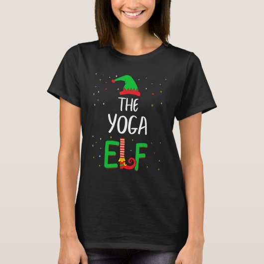 ヨガ小妖精や小人ファミリーマッチングクリスマスPjs おもしろい Tシャツ (正面)
