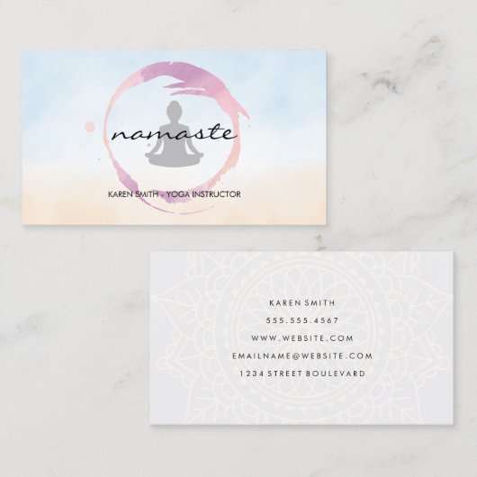 ヨガ座りポーズ | 瞑想 名刺 (正面/裏面)