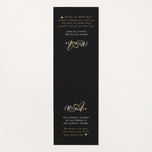ヨガ引用文スクリプトブラック金ゴールドエレガントモノグラムYog ヨガマット (正面)