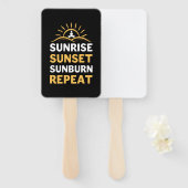 ヨガ愛好家 | Yoga Sunrise Sunset Sunburn Repeat ハンドファン (正面&裏面)