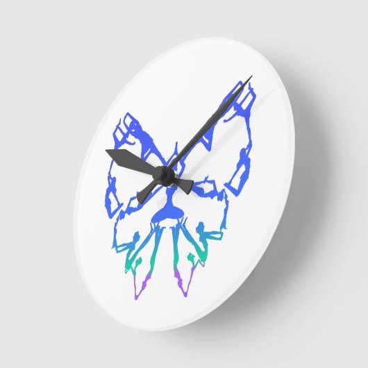 ヨガ感動的が蝶の新たな始まりを演じる ラウンド壁時計 (傾斜)