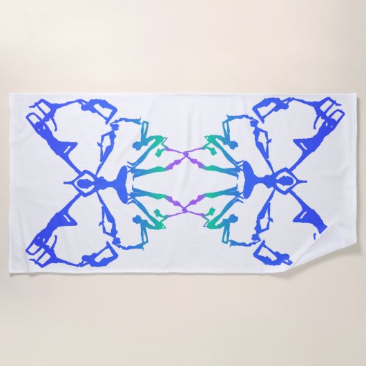 ヨガ感動的ポーズ蝶ビーチタオル ビーチタオル (正面)