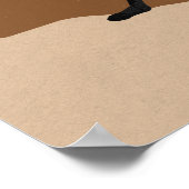 ヨガ戦士ポーズシルエット瞑想フロー金ゴールド ポスター (角)