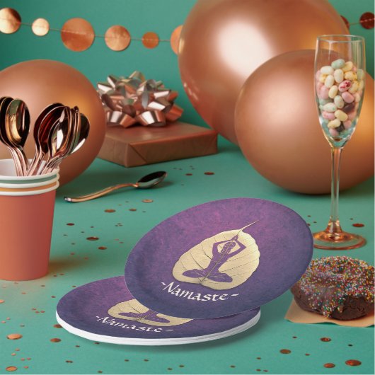 ヨガ指導者 瞑想 ポーズ ボディ リーフ カット アート ペーパープレート (複数)