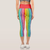 ヨガ数々のカプストライプリスの色の金ゴールド カプリレギンス (裏面)