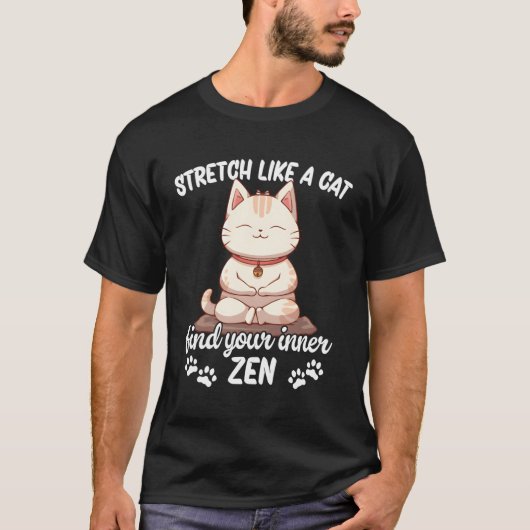 ヨガ猫のように伸びる Tシャツ (正面)