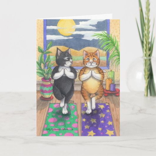 ヨガ猫の誕生日の芽及びトニーNotecard カード (正面)