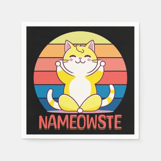 ヨガ猫 スタンダードカクテルナプキン (正面)